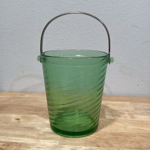Fostoria Spiral Optic ICE BUCKET 1926 - 1930 - Deco Depression Glass Green